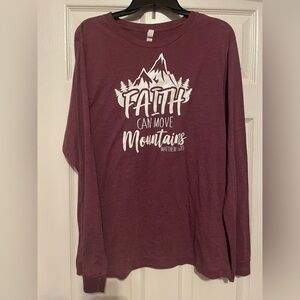 Bella Canvas Maroon Faith Can Move Mountains Graphic Long Sleeve Size Large